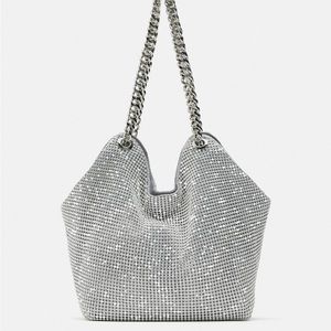 Silver zara bling bag